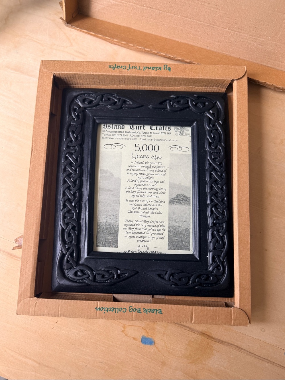 Black Wooden Celtic Picture Frame - New in Box